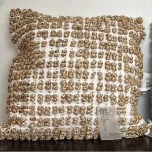 Dune Natural Fiber Throw Pillow Jute Cotton Olefin USA India 22" Sq FLAW